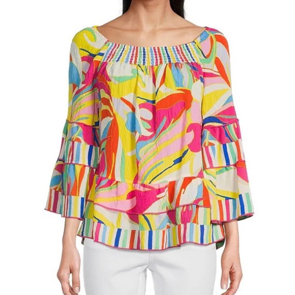 John Mark Abstract Waves Print Top Size Small - image 1